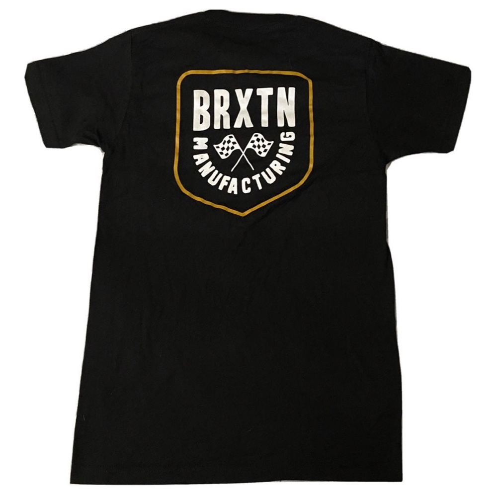Brixton Black Tee with Gold and White Emblem